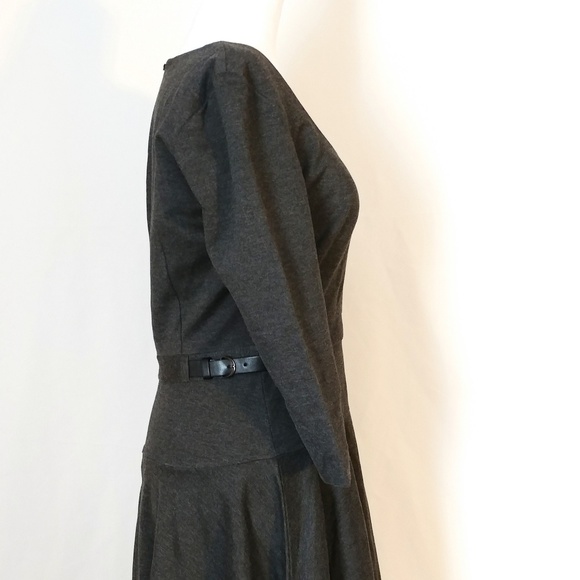 Ann Taylor Grey Sleeve Belted Scoop Neck Dress, 6 - Picture 3 of 7